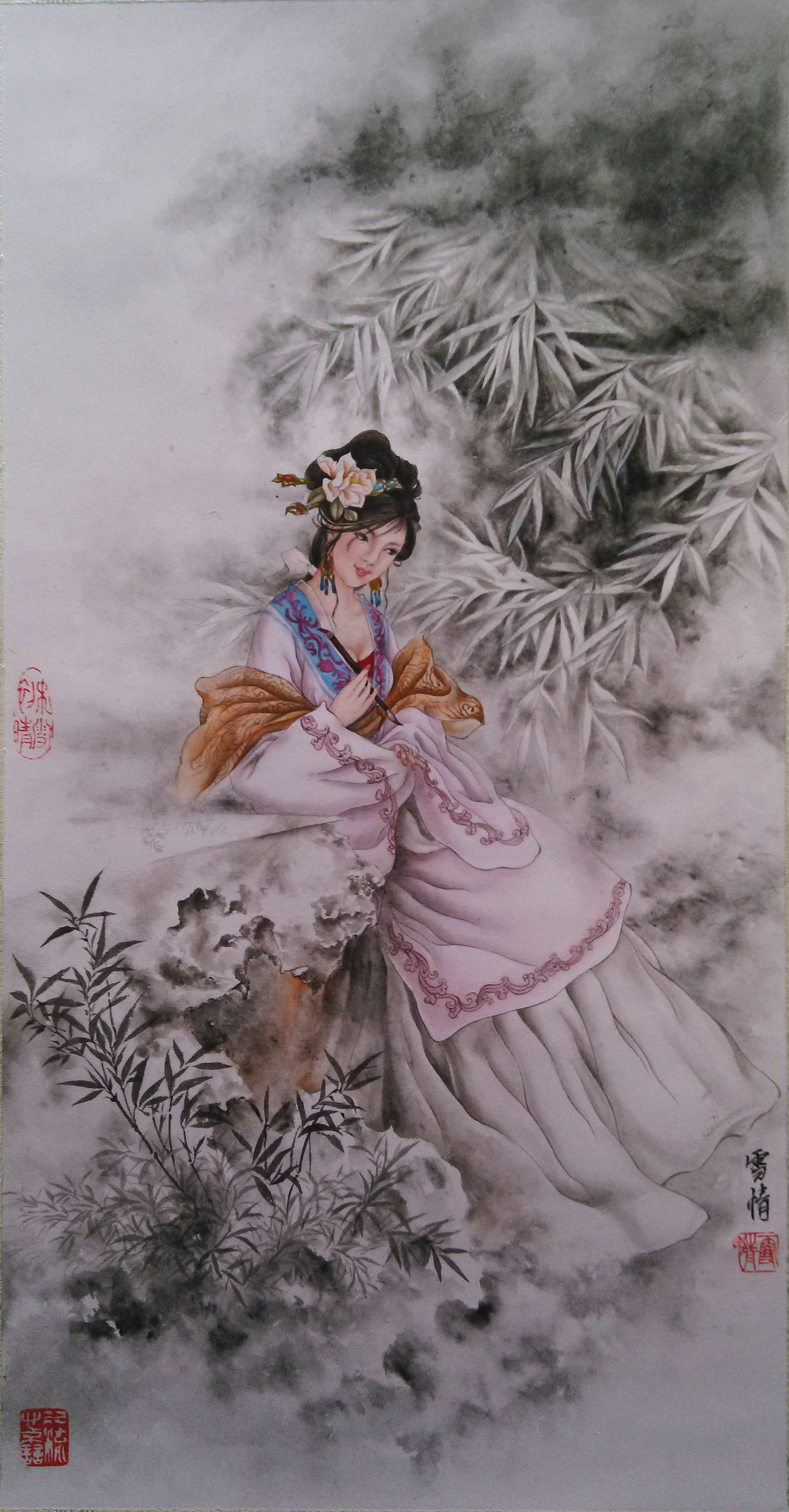 《红楼一梦》之贾惜春(第四幅) 这是最后一幅人物,其实人物画完心情还