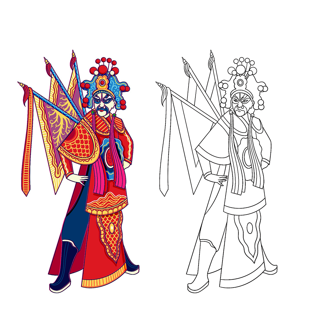 国潮京剧人物插画（图ZMjY3ODM4NjAw） - 商业插画 - 站酷设计师插画师YMM原创素材 - 站酷ZCOOL