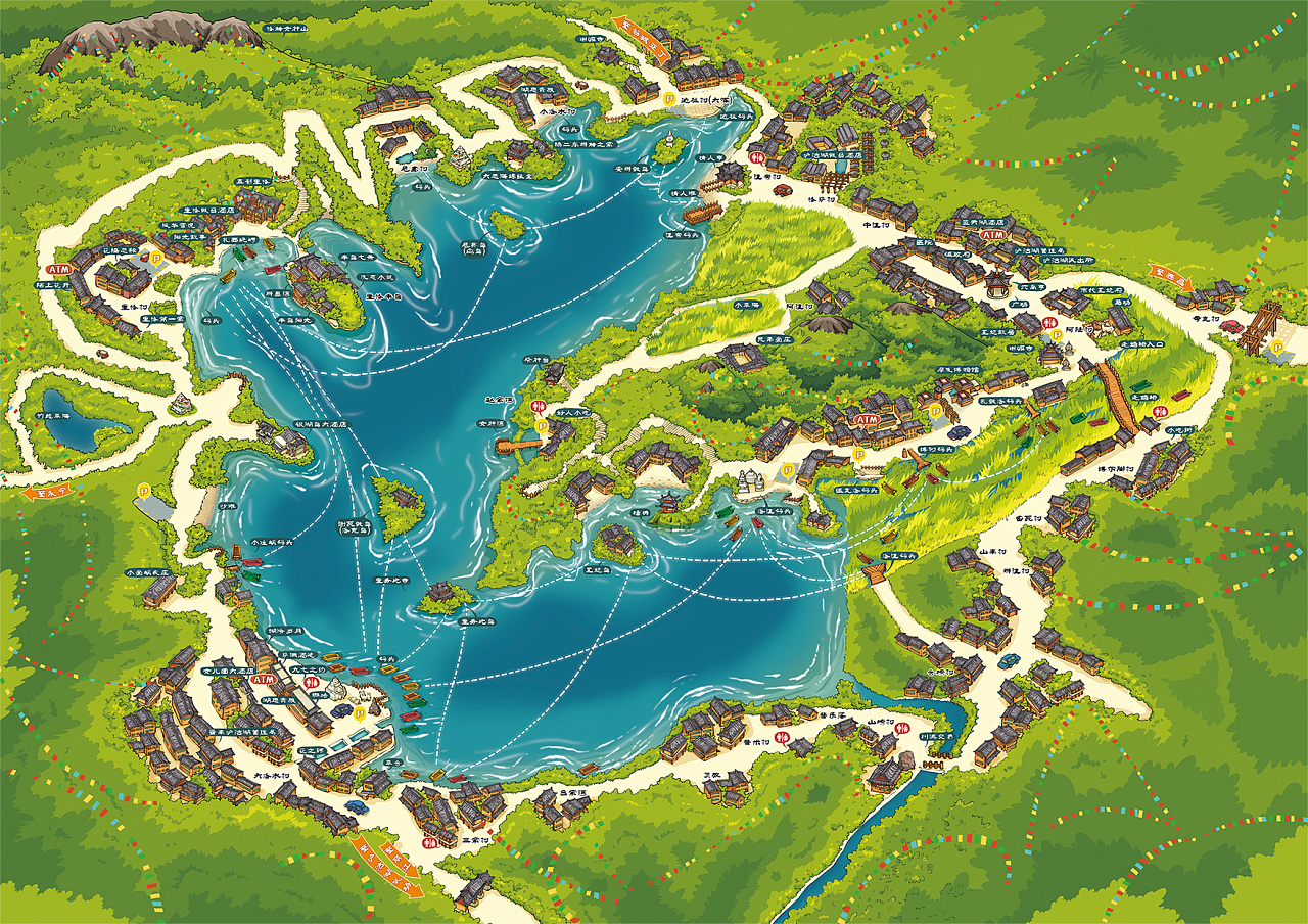 泸沽湖手绘地图
