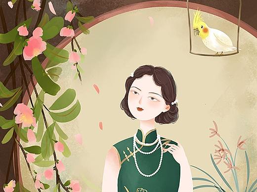 民國復古小姐姐（個人主頁-ZNDAzODY4NDA=） - 創(chuàng)作習作 - 站酷設計師QINGNIAO插畫師原創(chuàng)素材 - 站酷ZCOOL