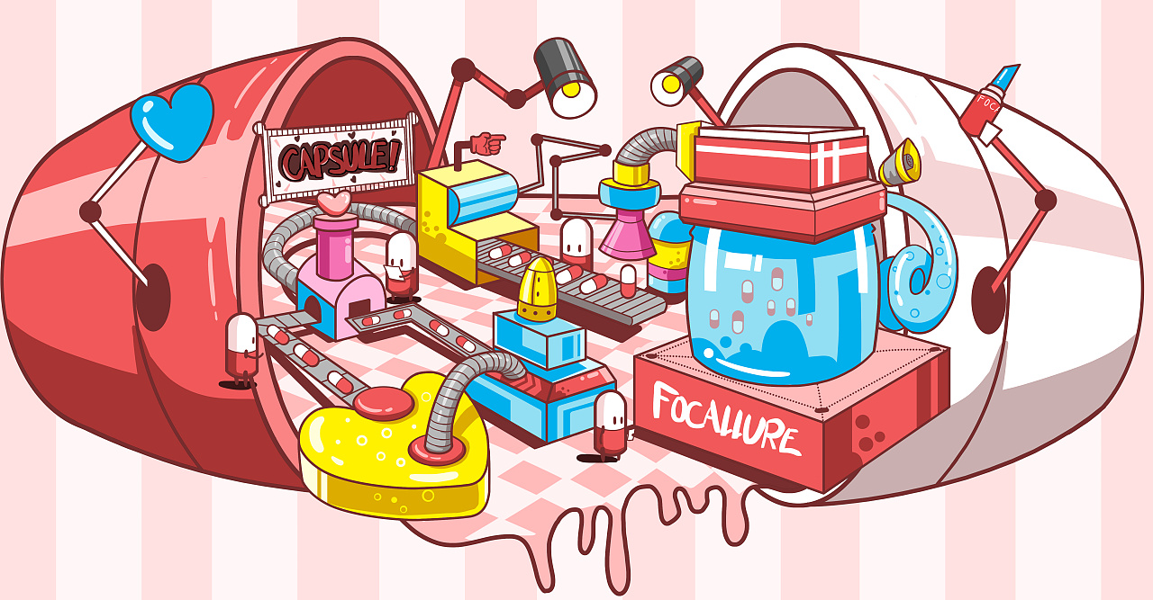 商业插画-菲鹿儿新品胶囊口红插画