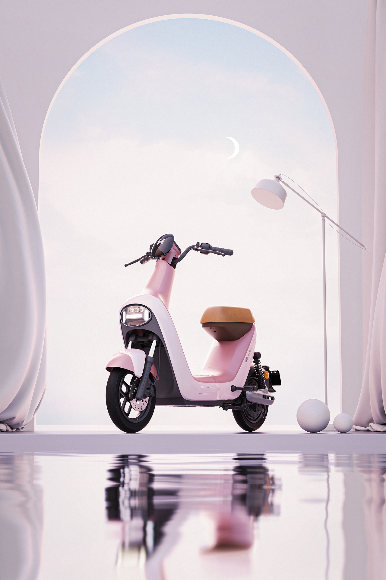 哈啰b70电动车场景渲染图