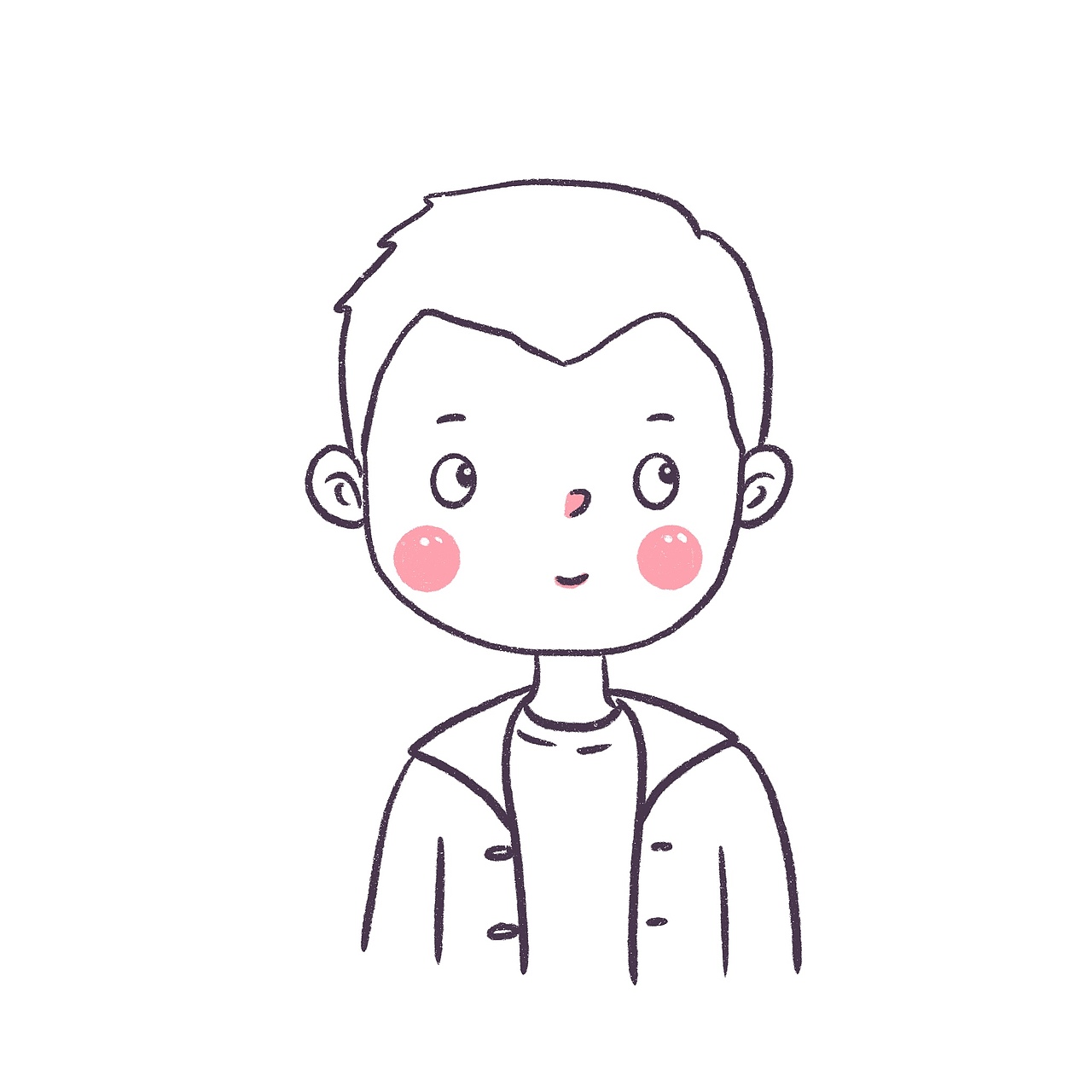 花栀子插画:男生简笔画头像黑白头像