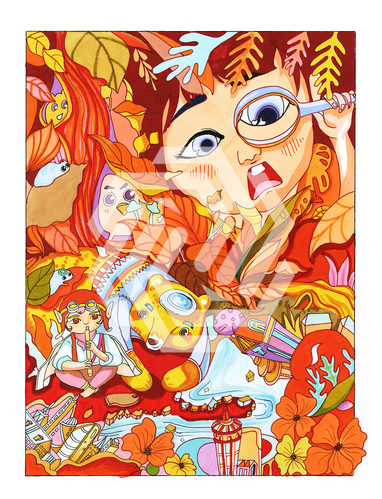 色彩装饰画马克笔上色