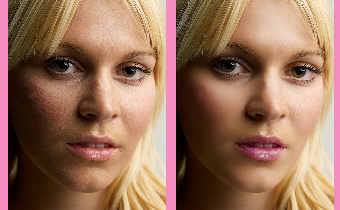 通道磨皮前后对比