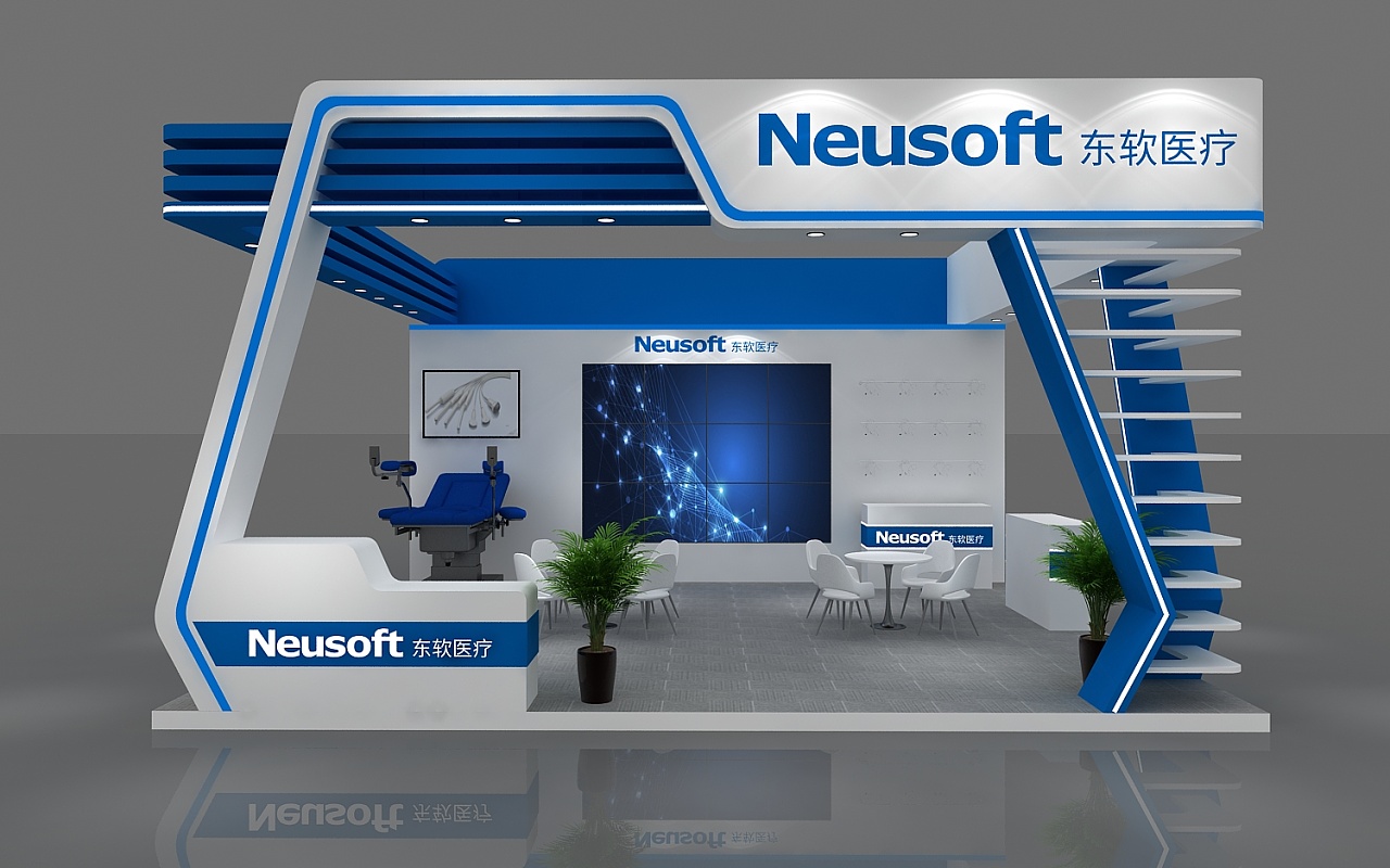 东软医疗展位设计3d效果图