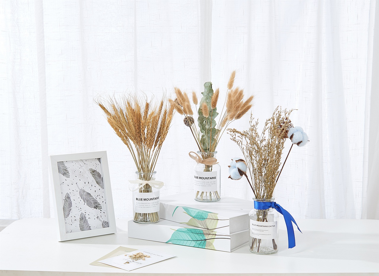 ins网红拍照摆件玻璃瓶干花 道具 北欧风 麦穗干花