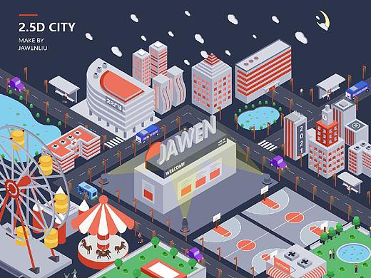 2.5D城市（个人主页-ZNTAwOTEwNTI=） - 艺术插画 - 站酷设计师JawenLiu原创素材 - 站酷ZCOOL