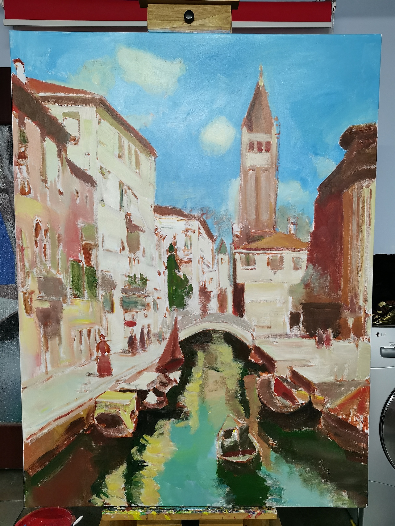 于生慧手绘客厅玄关背景墙油画《城堡》