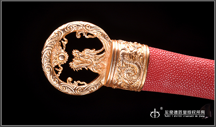 龙泉刀剑-匠益环首刀|精炼羽毛钢(DJ-3333)