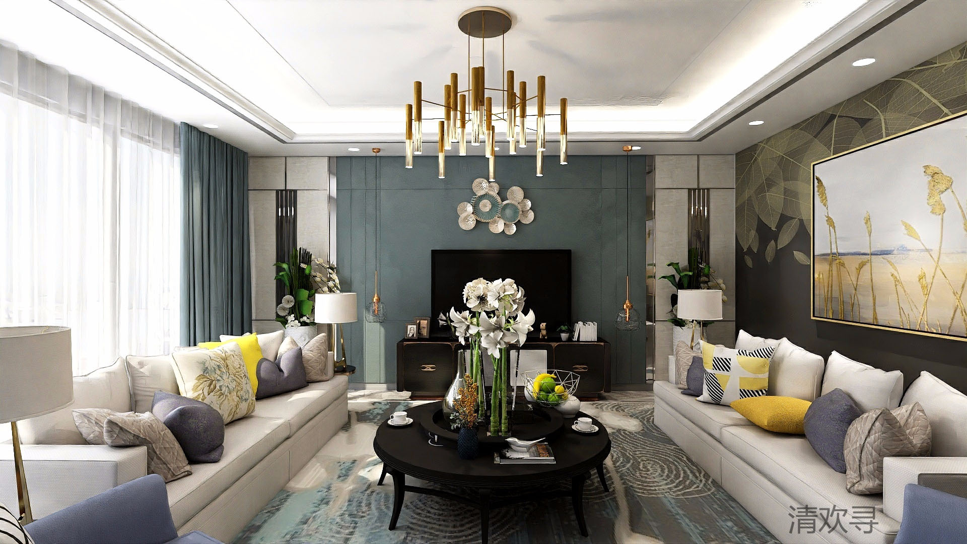 轻奢风的雅居客厅,带了点大气奢华的韵味