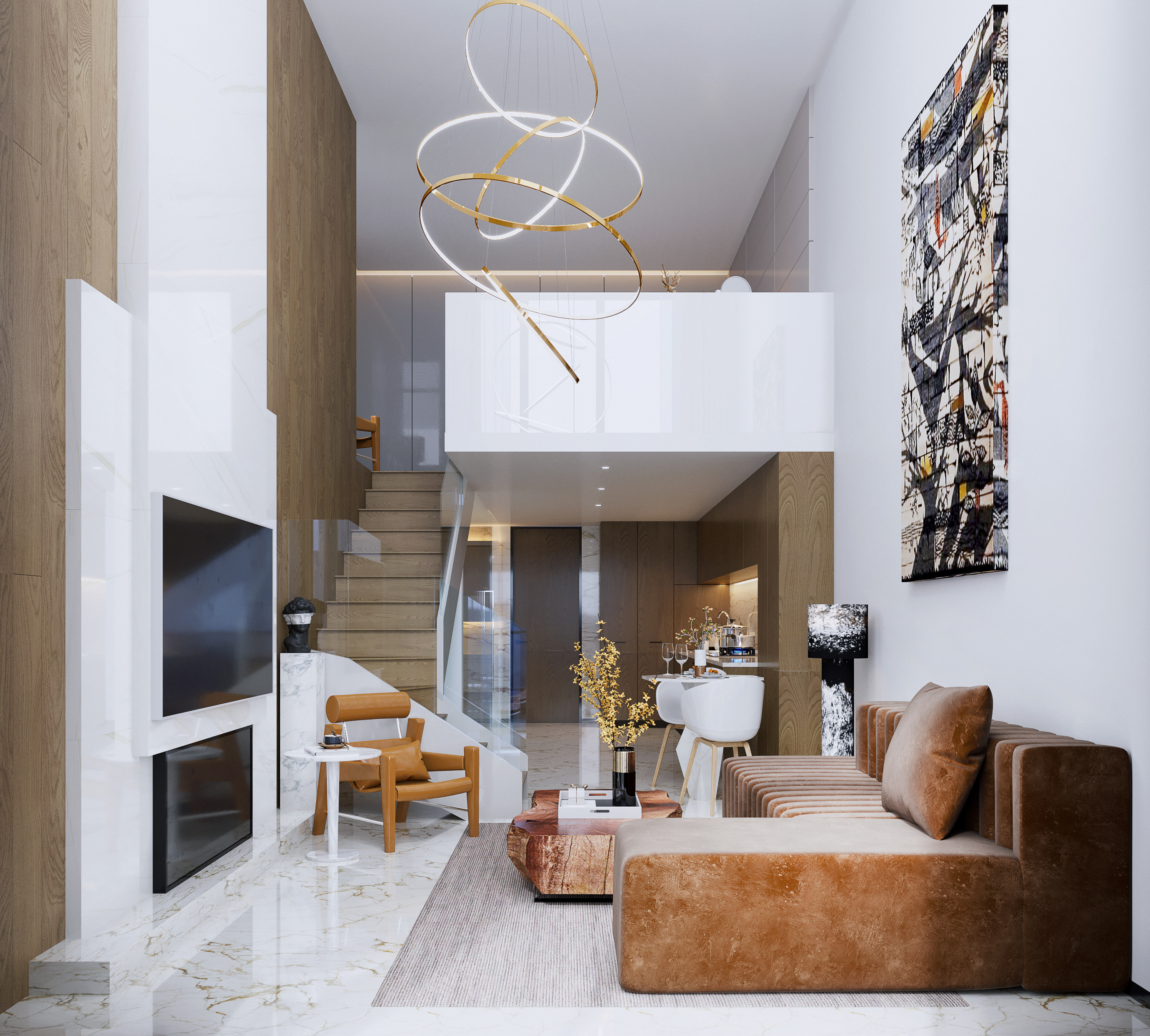 复式客厅 新中式 欧式|空间|家装设计|星禾创意空间设计 - 原创作品 - 站酷 (ZCOOL)