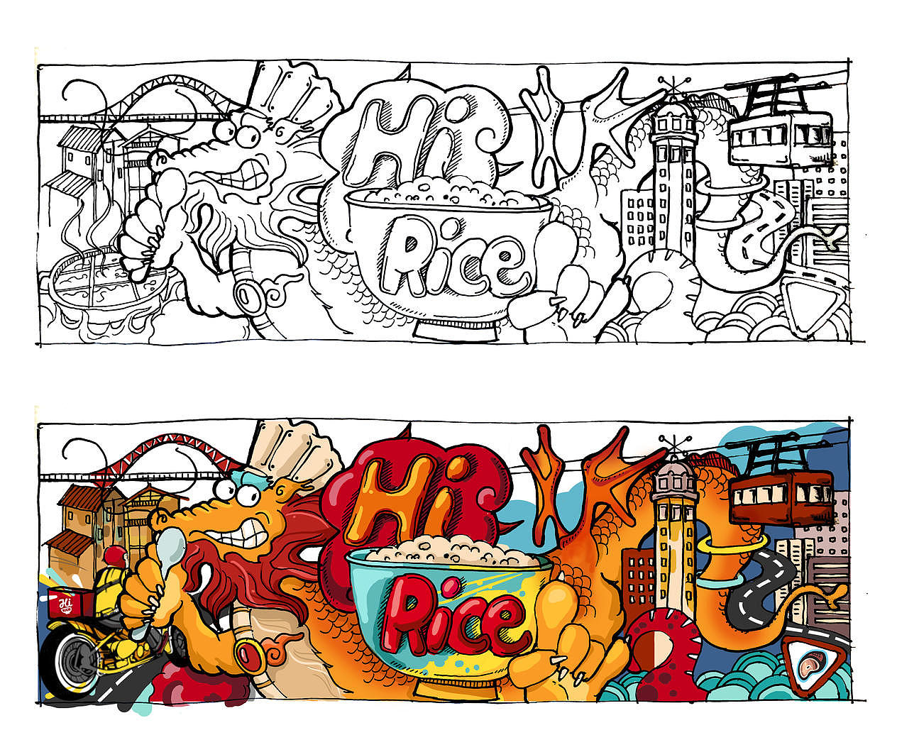 餐厅墙画&涂鸦（图ZMTU4NDQ3MDY0） - 新锐潮流插画 - 站酷设计师唐社长Teala原创素材 - 站酷ZCOOL