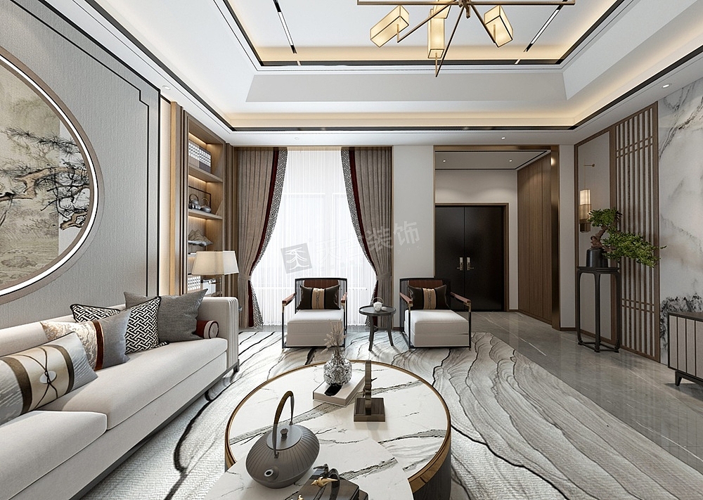 金科廊桥水乡装修,新中式别墅设计,天古装饰21周年庆