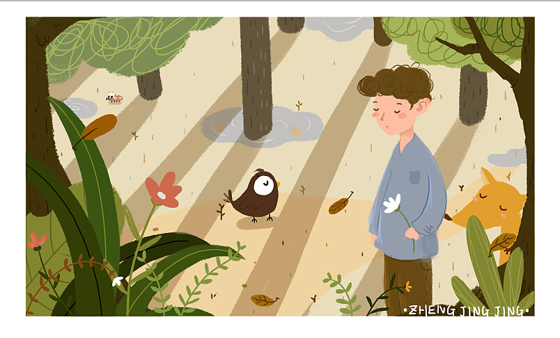 我在树荫里（图ZMjkxMjUxOTI=） - 商业插画 - 站酷设计师香葱拉面zj原创素材 - 站酷ZCOOL