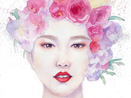 花魂——头戴鲜花的少女