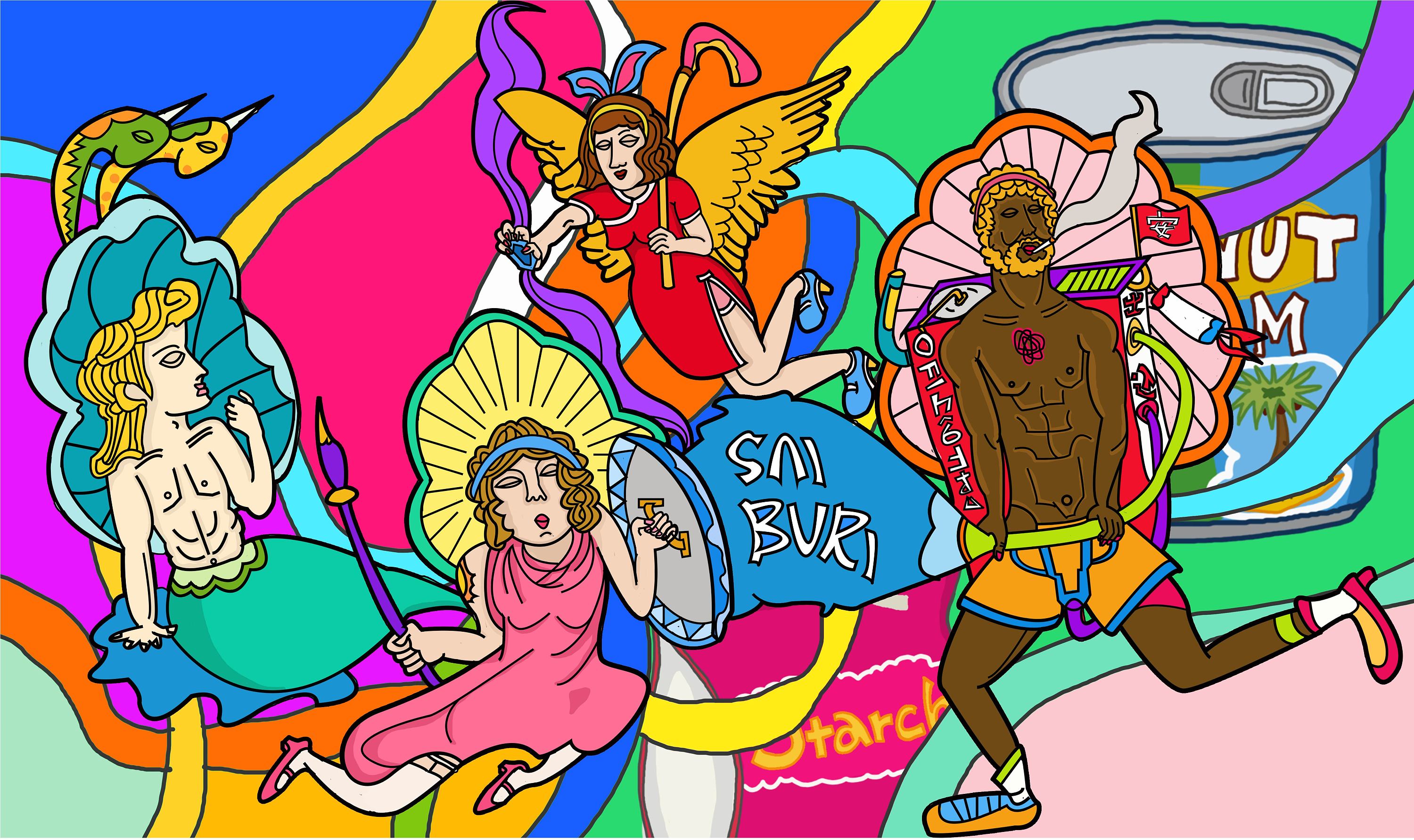 四个雕像在打架|插画|涂鸦/潮流|斉卜力 - 原创作品 - 站酷 (zcool)