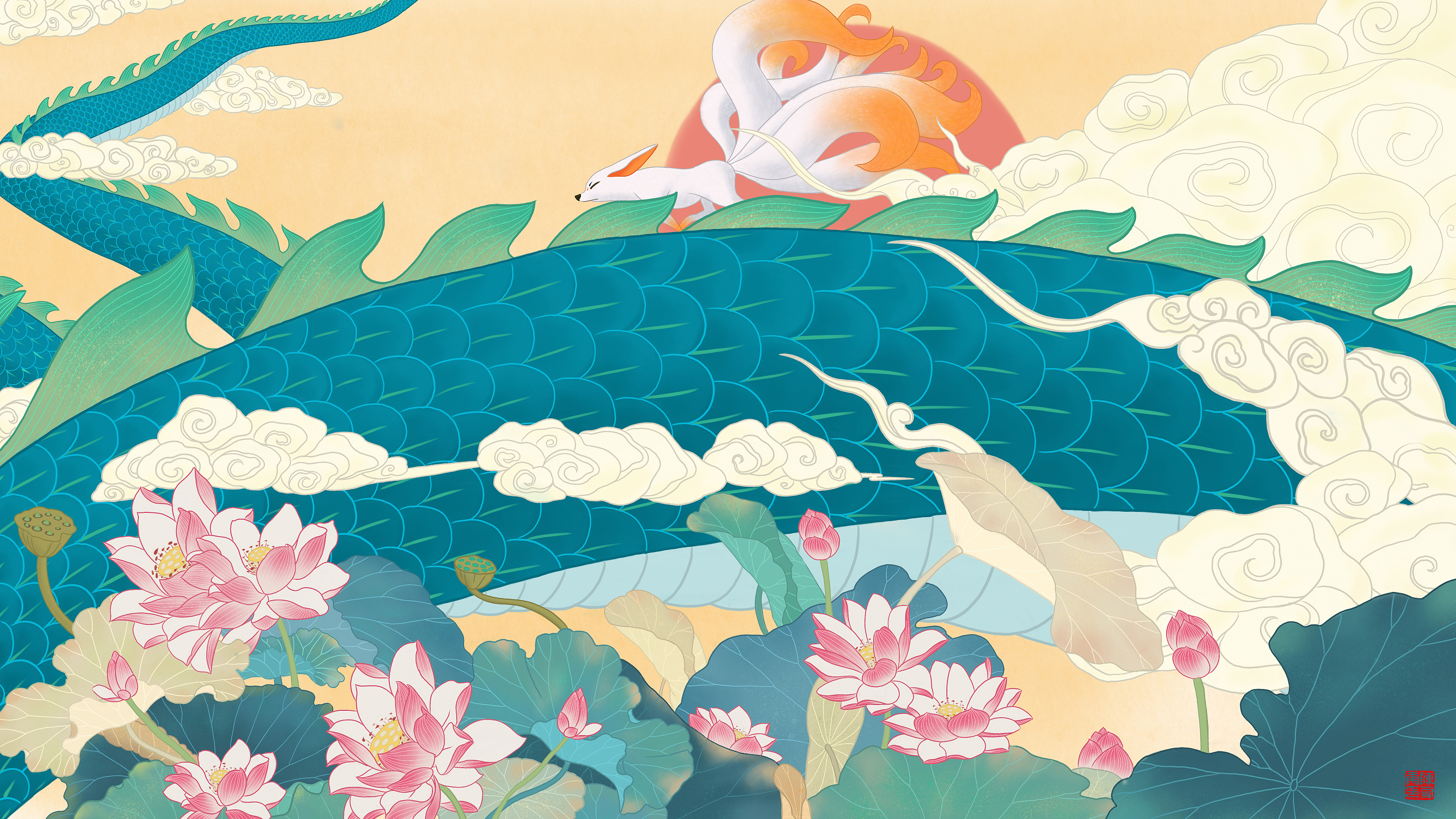 《中国神怪》系列插画作品)——九尾狐