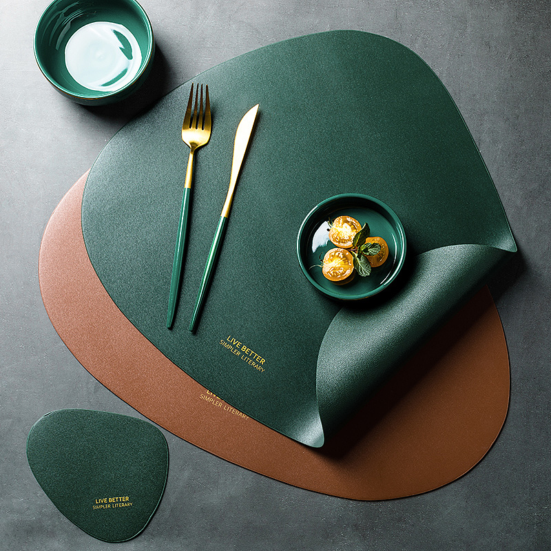 蛋形皮革餐垫 | 北欧西餐垫 隔热垫 皮垫摄影 南京摄影