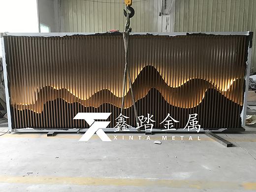 河南不锈钢山峦造型景墙隔断小区售楼部酒店大堂背景墙