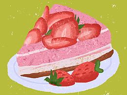 草莓蛋糕插画