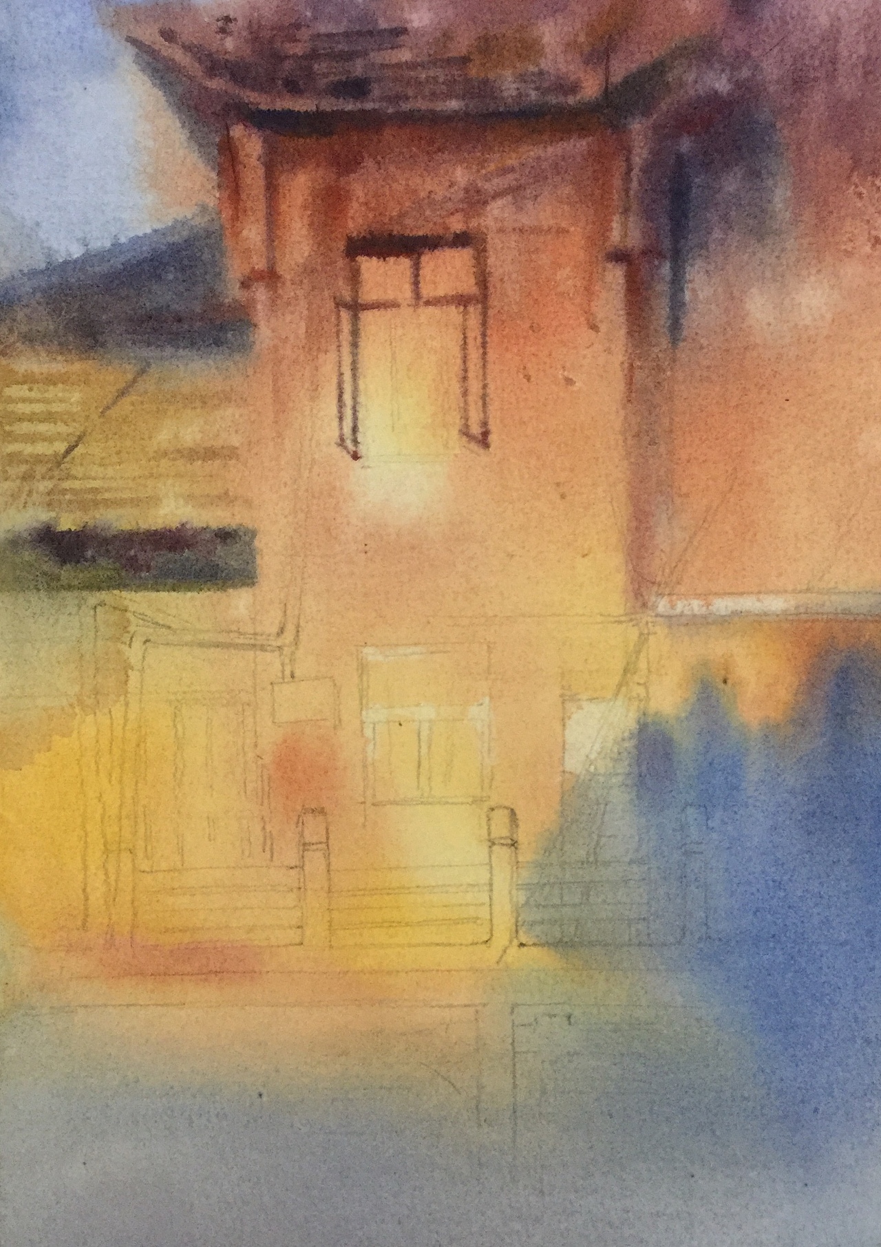 水彩小房子过程分享~