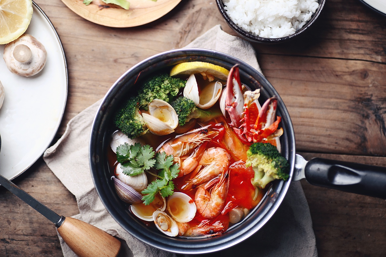 美食拍摄 冬阴功汤 沙拉 蔬菜食材食品摄影