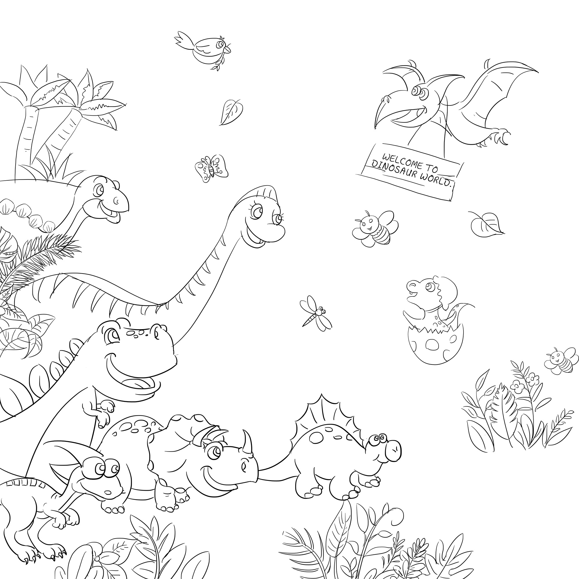 怎么画恐龙世界简单图片