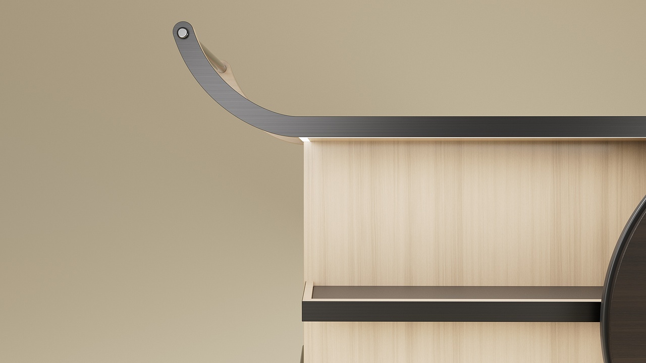 隔板下内置“隐藏式”照明灯,便于存取物与展示。