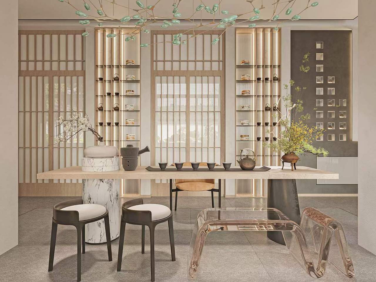 ​新中式茶楼 ​整体色调温和雅致 ​沉稳大气舒适自然