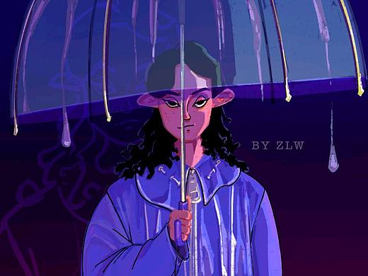 Procreate绘画《雨中女孩》