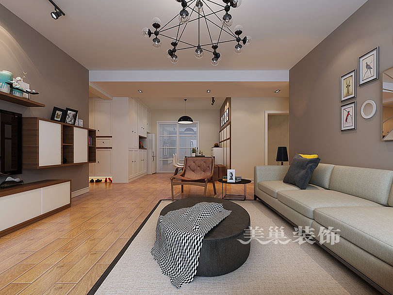 瀚宇天悦120平三室两厅现代简约装修样板间设计