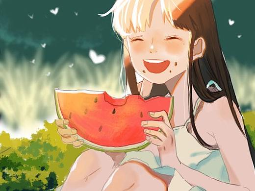吃西瓜的女孩