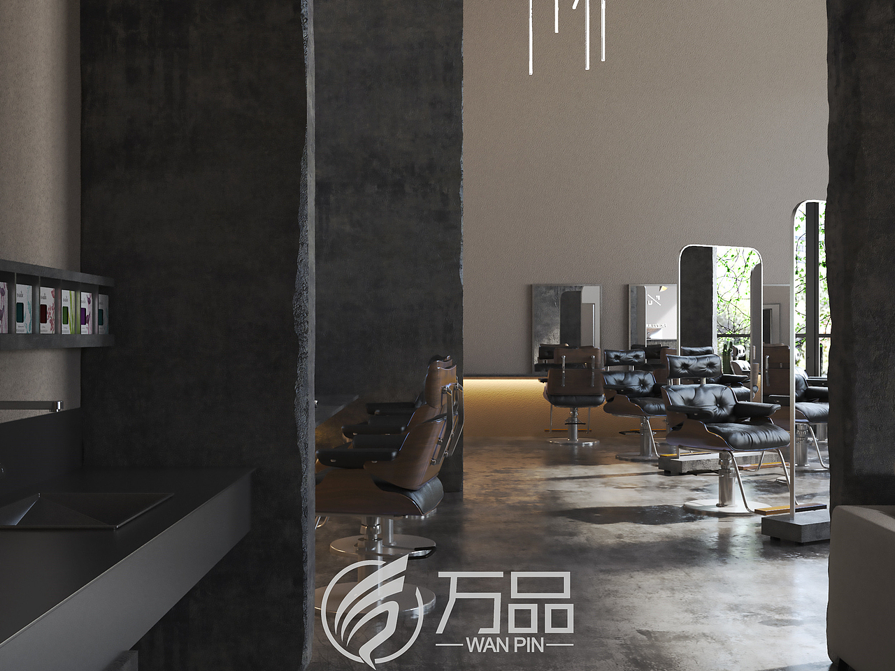 侘寂风美发店丨万品视觉（图ZMjU4NDYzMDEy） - 商业空间设计 - 站酷设计师万品原创素材 - 站酷ZCOOL