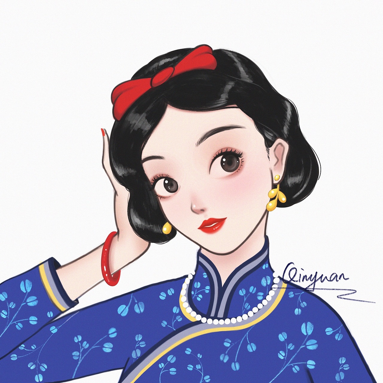 穿旗袍的迪士尼公主系列头像（图ZMjQyNjE5NjI4） - 创作习作 - 站酷设计师沁园的圈圈原创素材 - 站酷ZCOOL