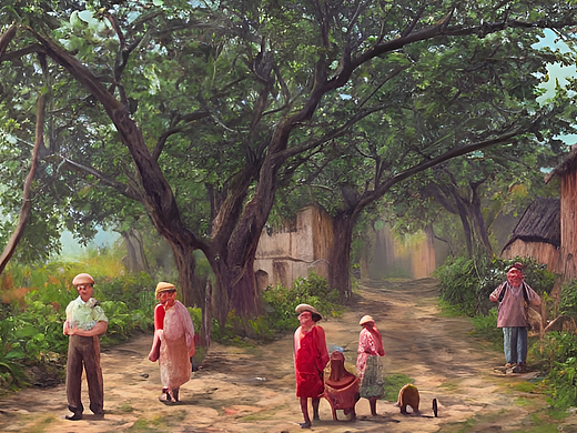 #站酷梦笔#乡间小路，乡村生活