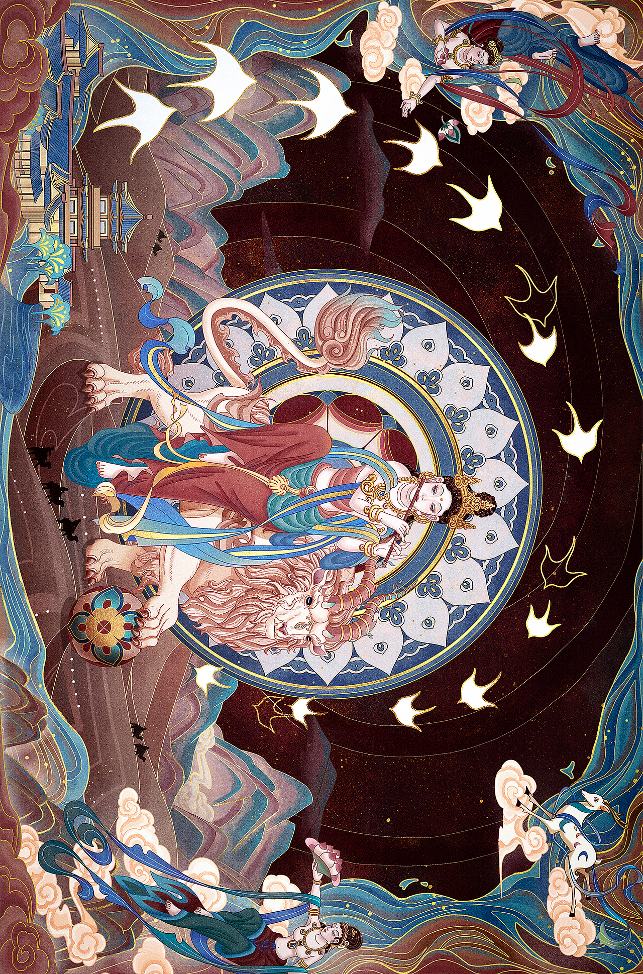 國潮插畫 - 梨園戲韻 | 敦煌x白澤（圖ZMzEyNjg0NDY0） - 商業(yè)插畫 - 站酷設(shè)計(jì)師凍感奶昔原創(chuàng)素材 - 站酷ZCOOL