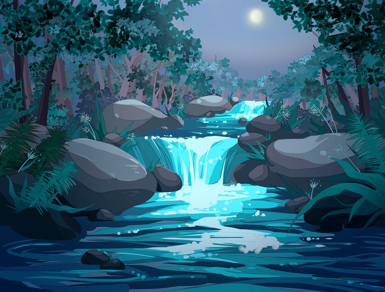 诗歌儿童插画测试-清泉石上流