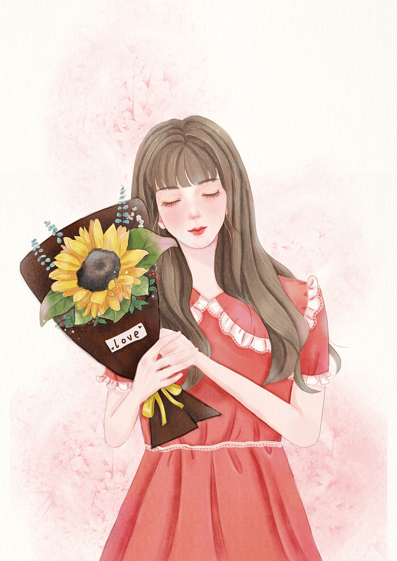 水彩少女九宫格