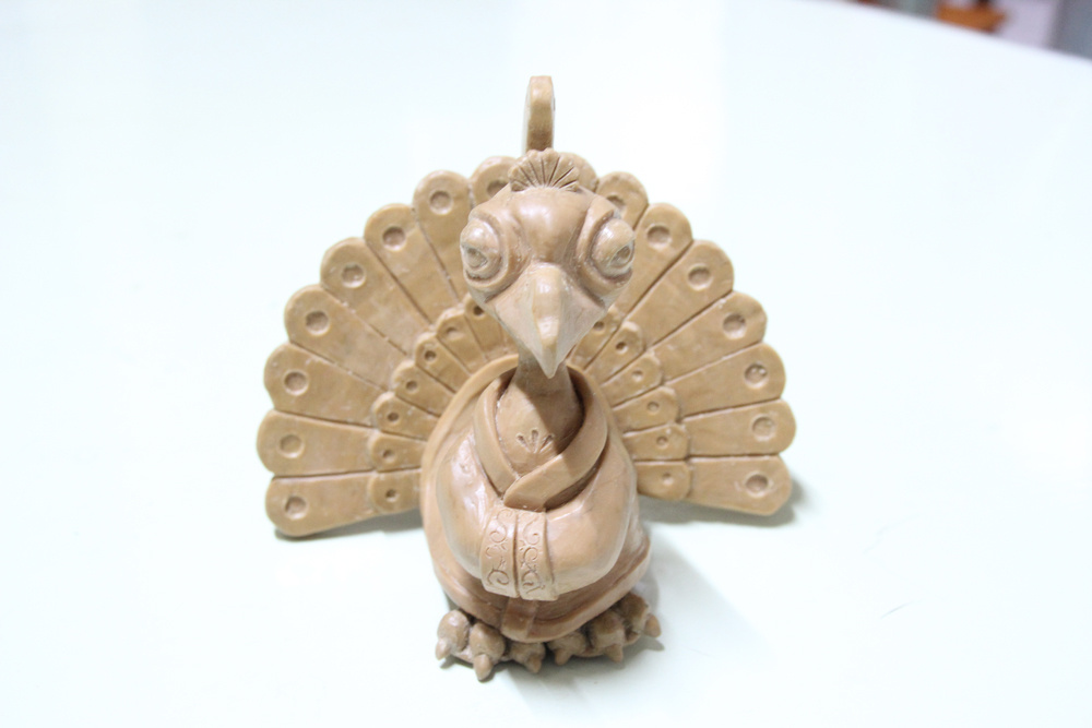 精雕油泥 雕塑 沈王爷 孔雀 泥巴雕刻 情人节 手工