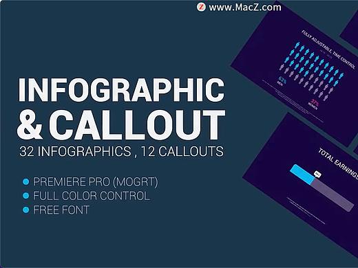 PR模板-44个信息数据柱状圆形图表标题动画 Infographics CallOuts