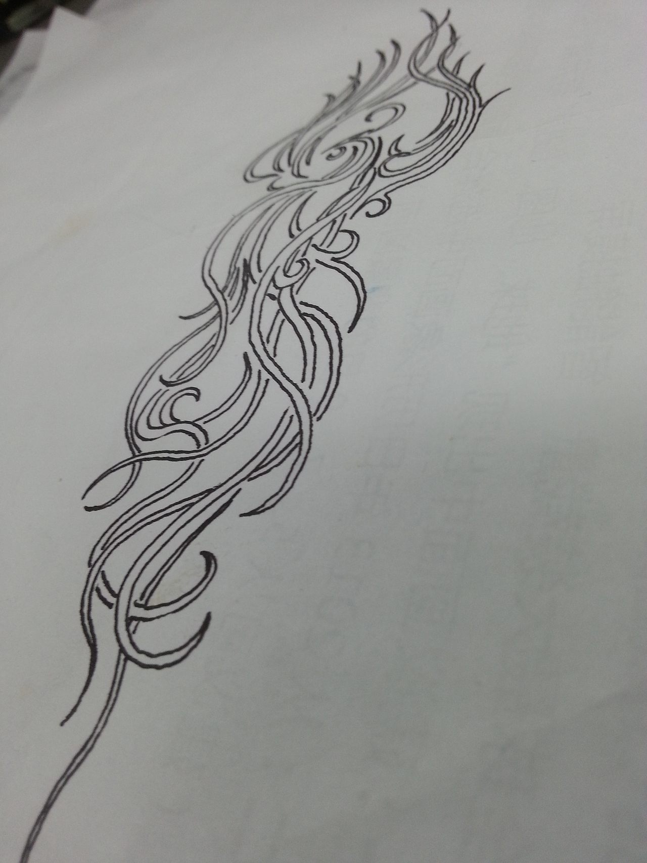 凤凰涅盘纹身线条