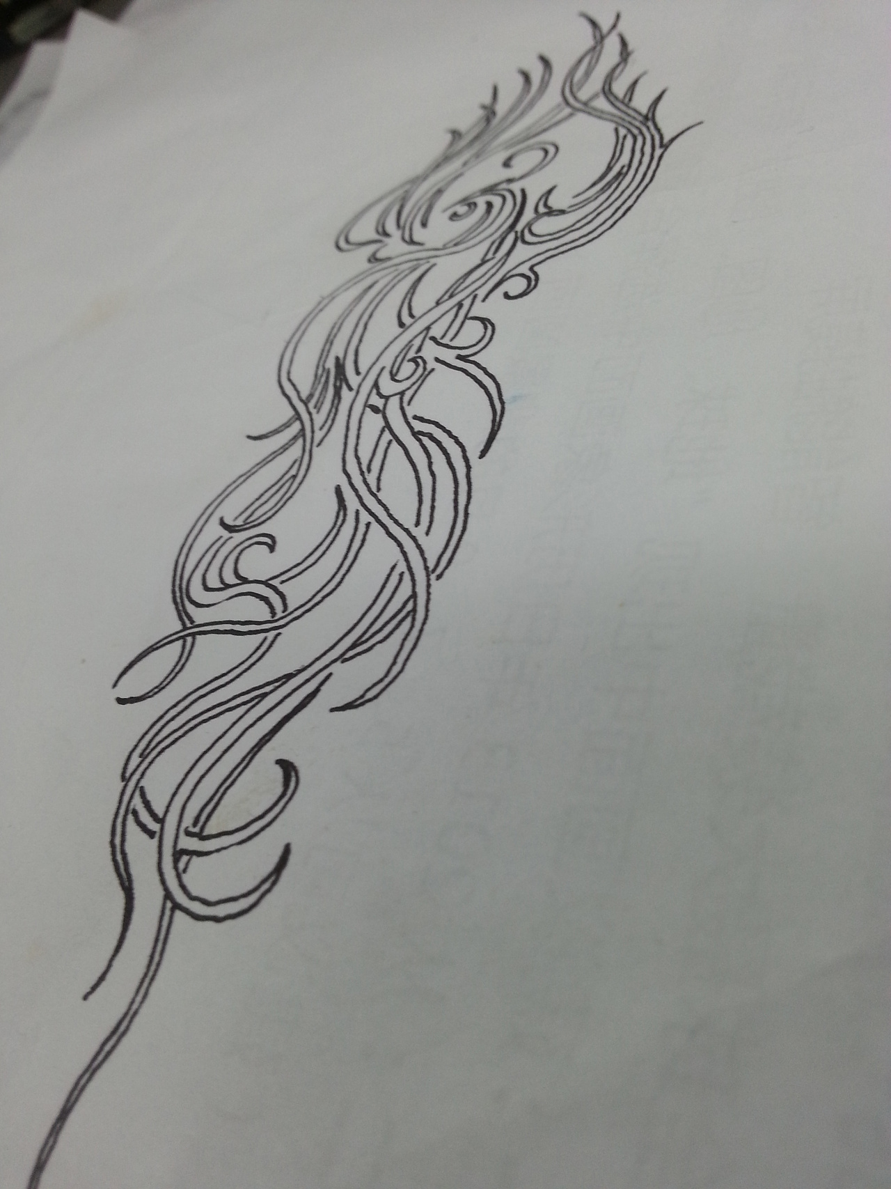 凤凰涅盘纹身线条