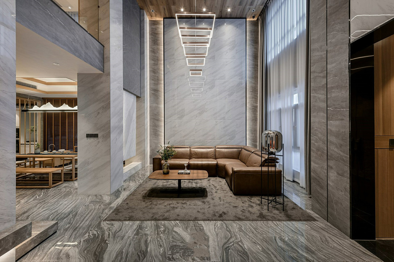 郑州橄榄城伍号院580平现代简约风格别墅装修实景