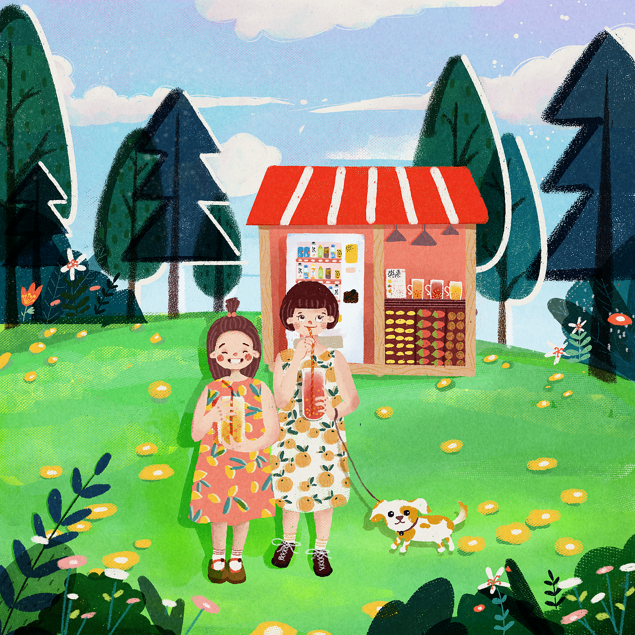 丝网印刷作品-公园里