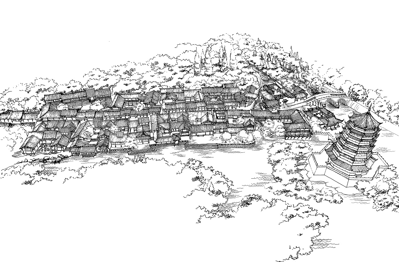 古镇改造手绘|插画|创作习作|山思设计 - 原创作品 - 站酷 (zcool)