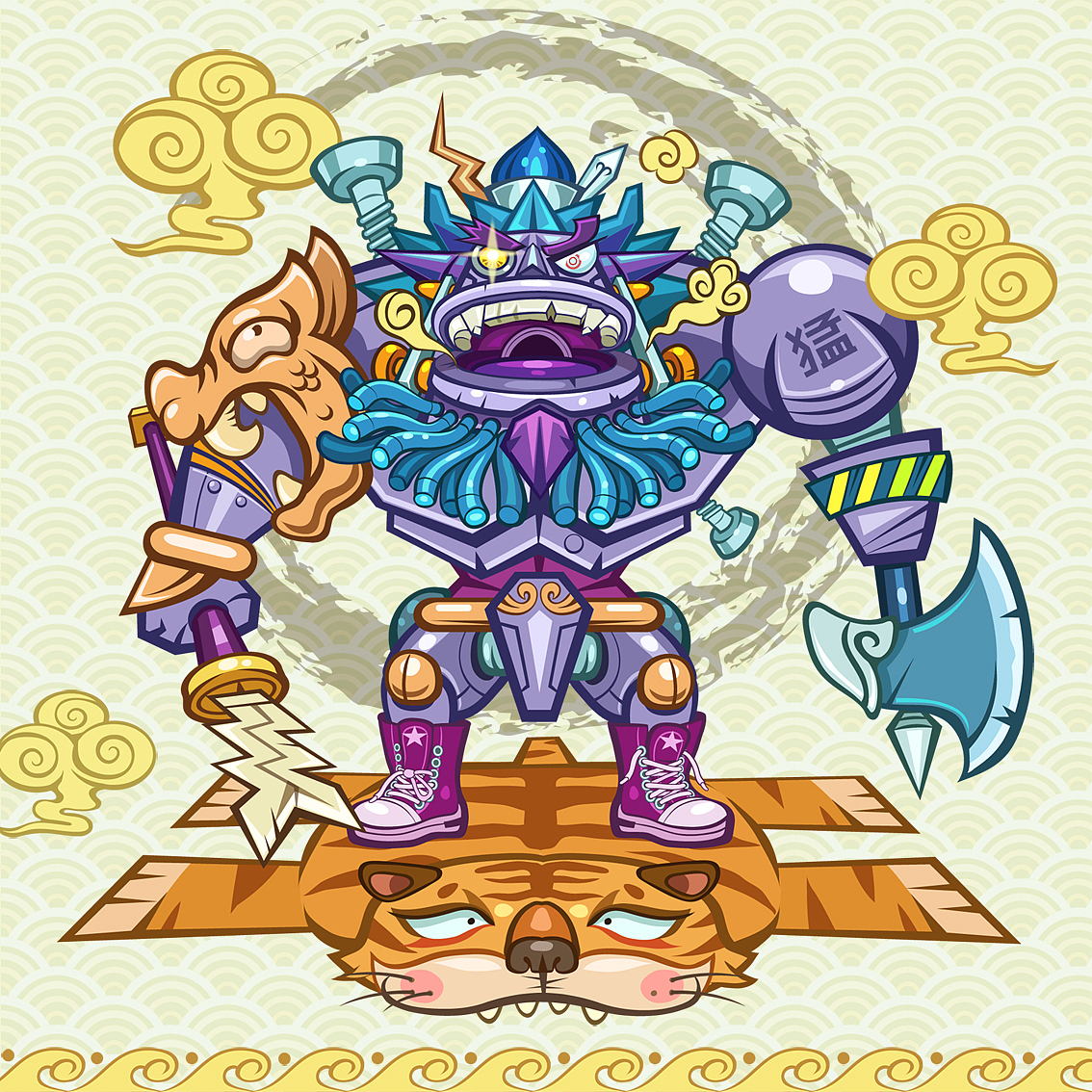 猛将二合一（图ZMzk1MDc4MDg=） - 图案 - 站酷设计师卡路李原创素材 - 站酷ZCOOL