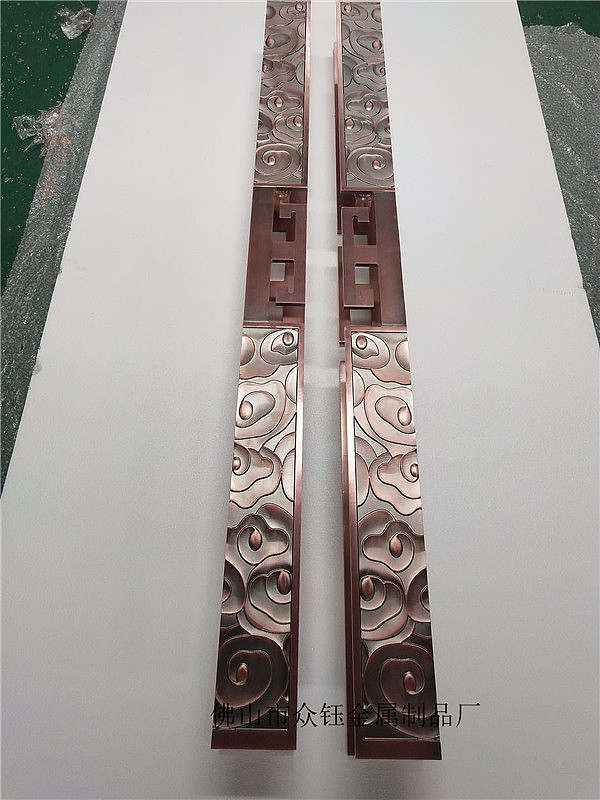 红古铜铝板雕刻祥云大门拉手