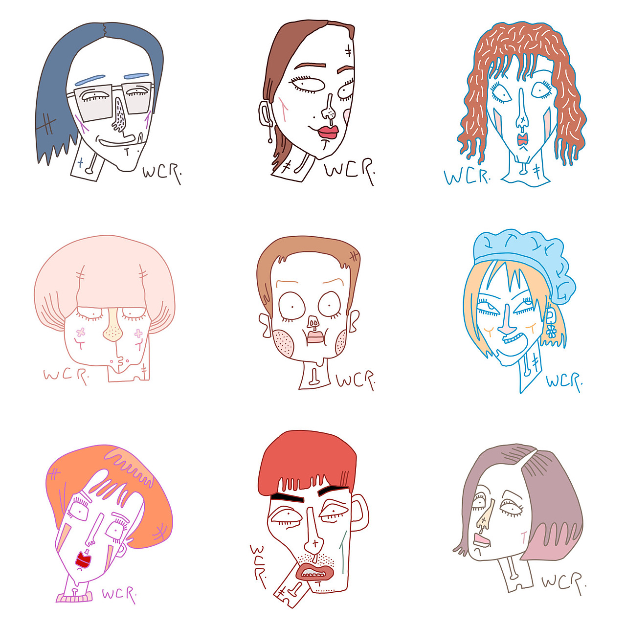 FaceDoodle/怪相涂鸦/丑叔WCR（图ZMTk3ODkxMjYw） - 新锐潮流插画 - 站酷设计师王晨睿原创素材 - 站酷ZCOOL