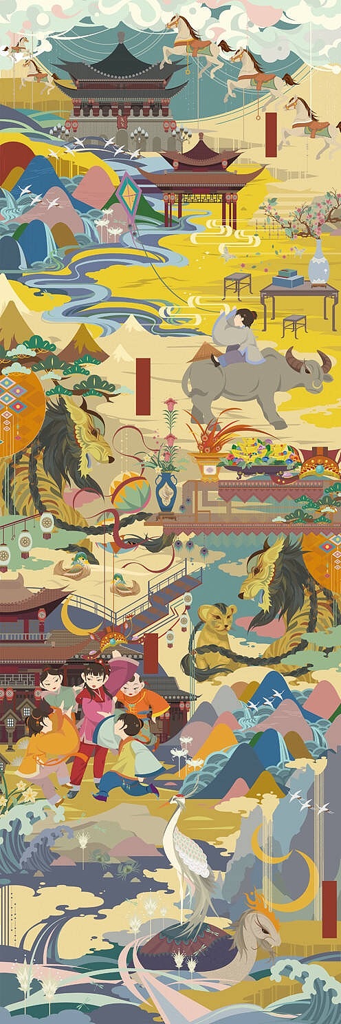 CDASUPER +​ 《福生五相》传统吉祥图案创意插画（图ZMTA3MTIzNTMy） - 创作习作 - 站酷设计师SUIVERSE宇宙视觉原创素材 - 站酷ZCOOL